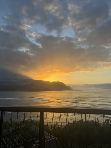 sunset over makana & rooftop garden, Photograph